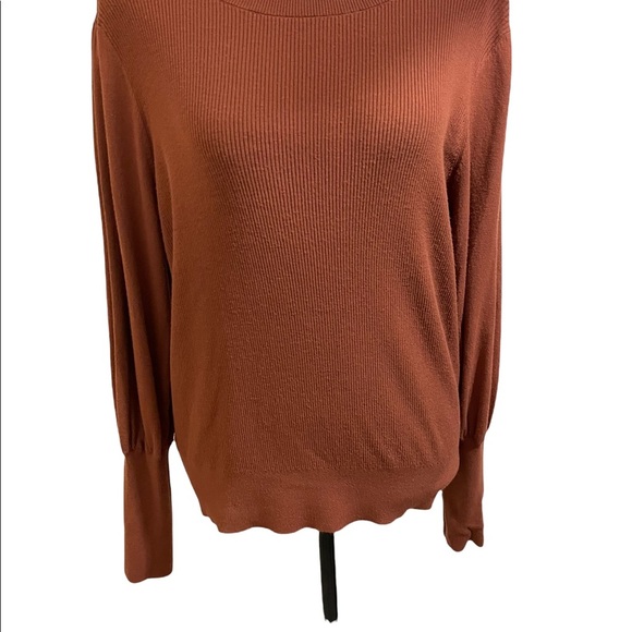 Halogen womens balloon sleeve ribbed sweater. Burnt orange size 1 Small - Picture 2 of 14
